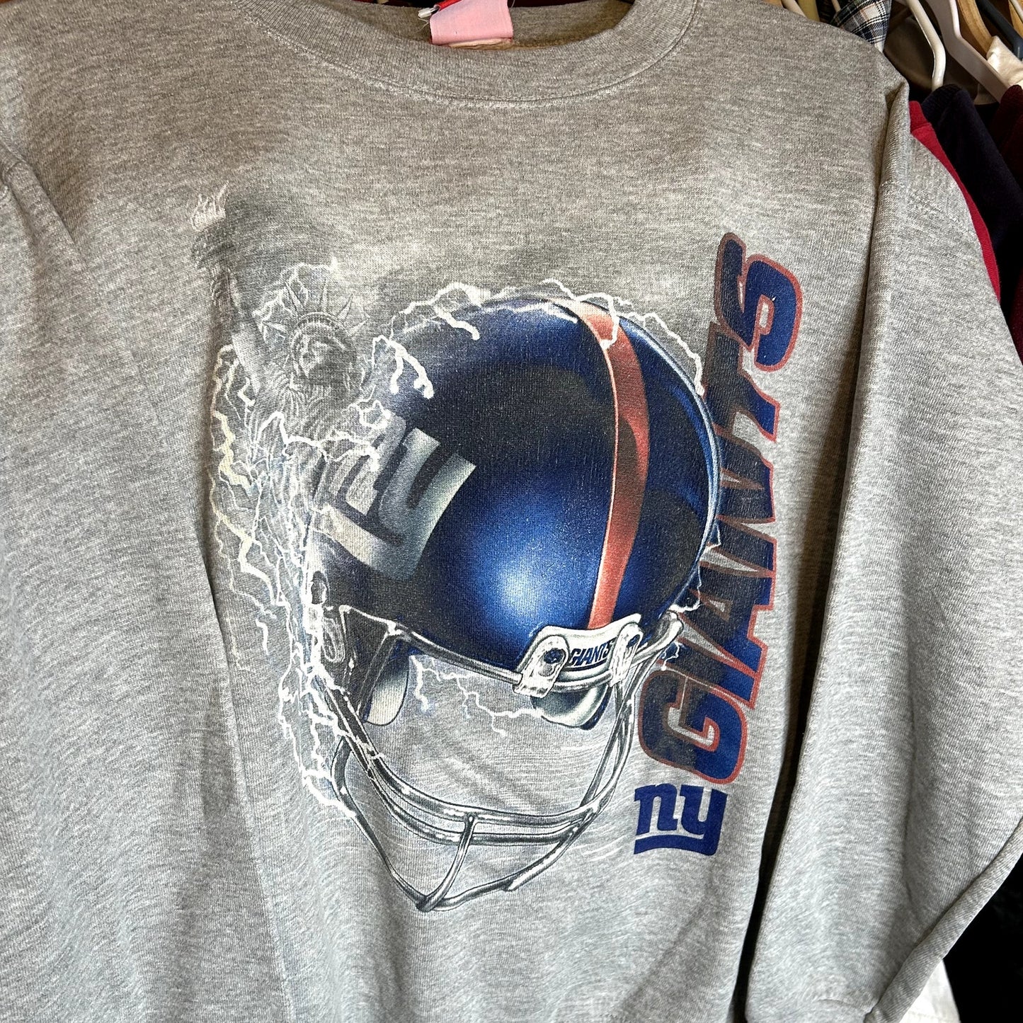 Y2K New York Giants Crazy Gray Crewneck