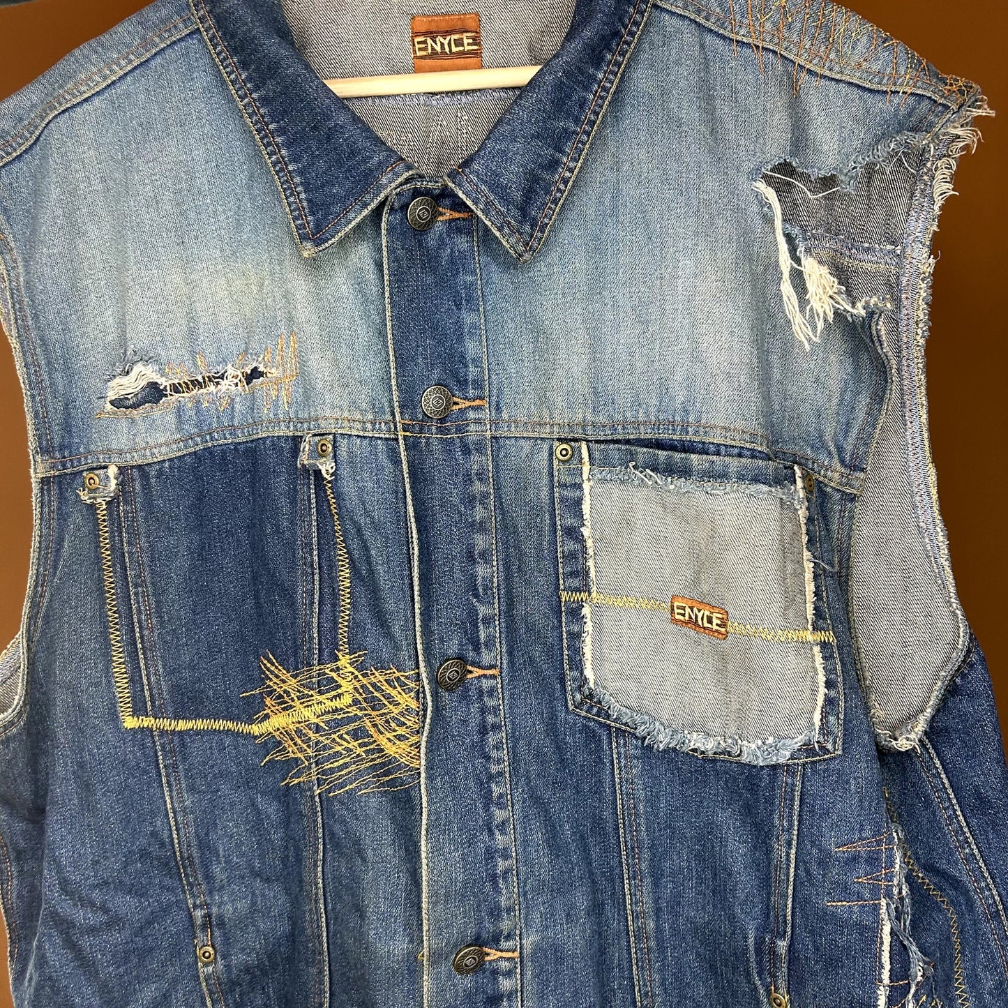 Crazy Y2K Enyce Denim Vest XL Has tear