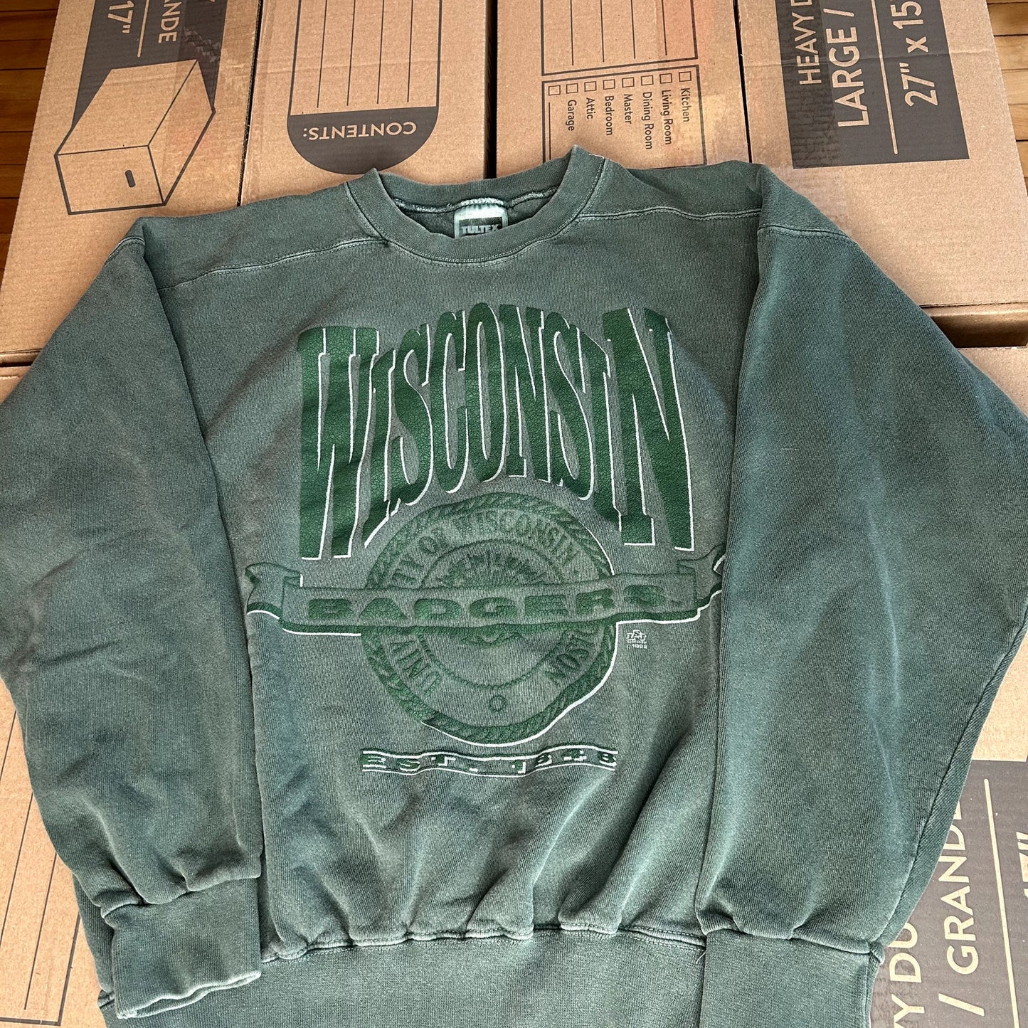 Vintage 90s Green Wisconsin Badgers Lumen Numen Crewneck Medium
