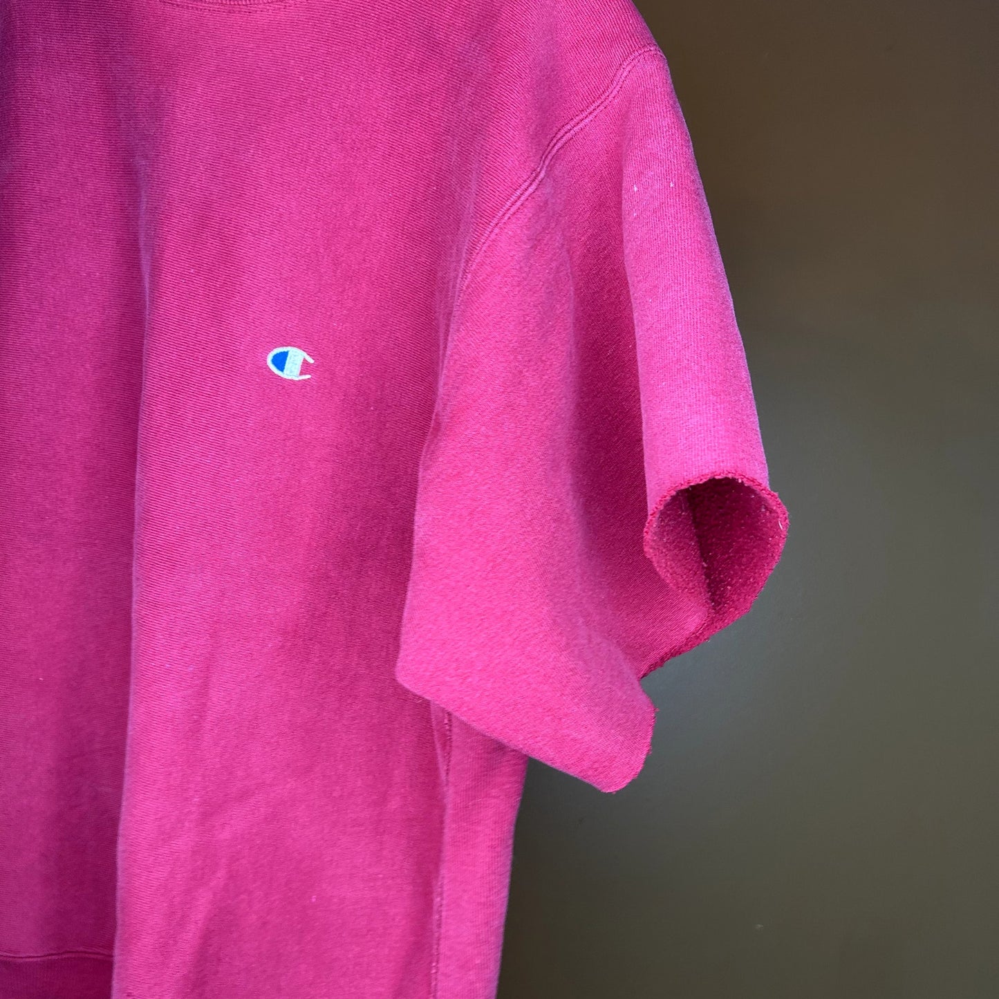 Vintage 90s Champion Reverse Weave Cherry Red Cut Sleeves Large