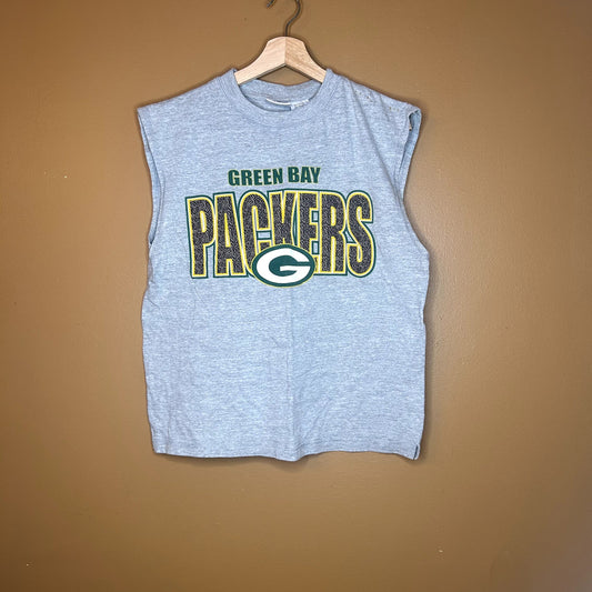 Y2K Gray Green Bay Packers Tank Top Medium