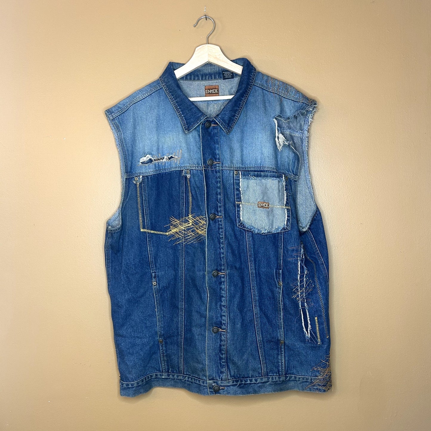 Crazy Y2K Enyce Denim Vest XL Has tear