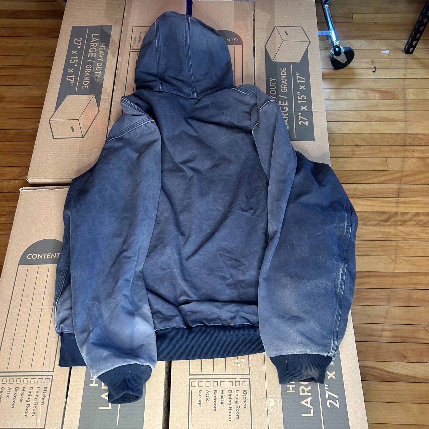 J131 Navy Blue Carhartt Hooded 2XL Faded