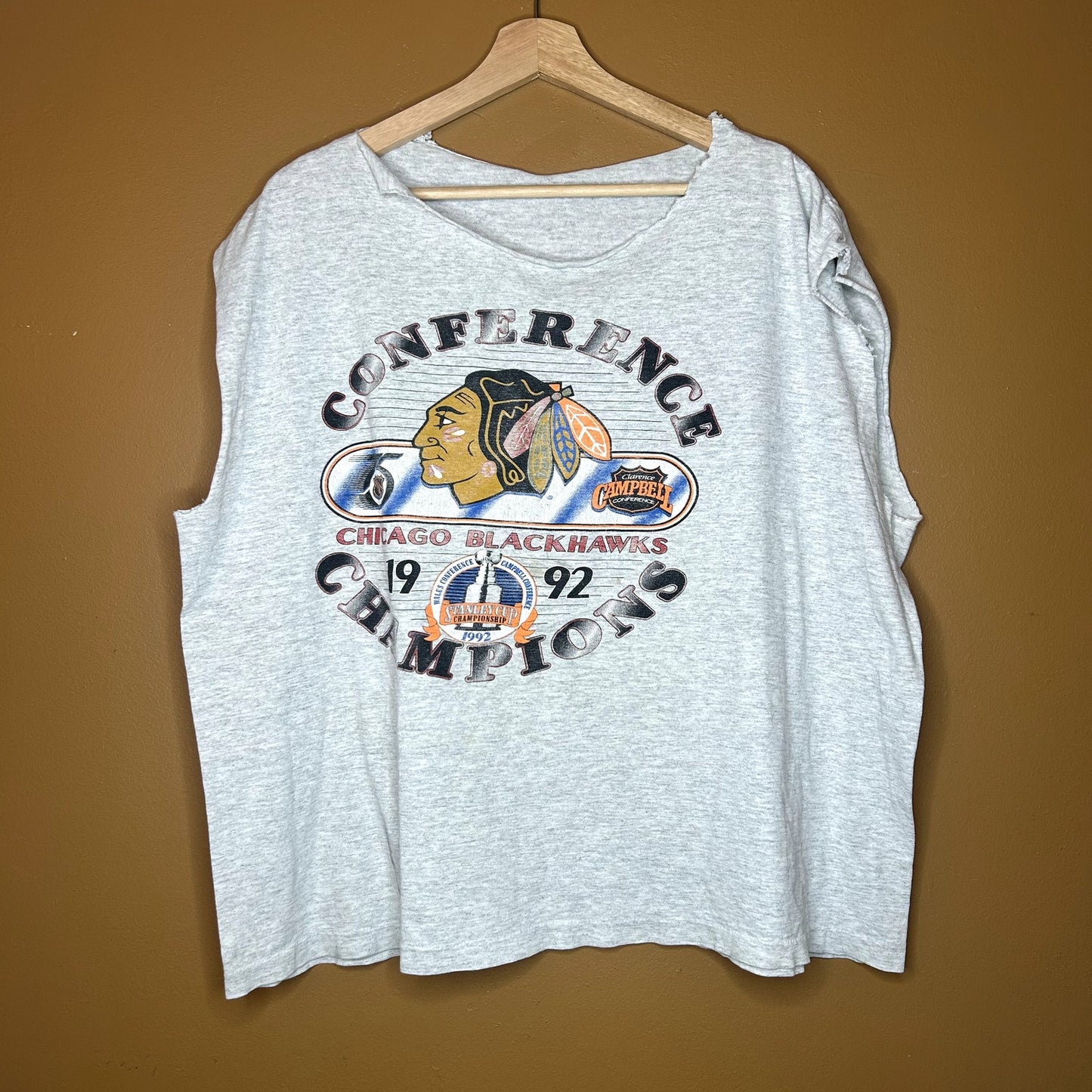 Vintage Chicago BlackHawks Hockey Tank Top/ Rag Thrashed