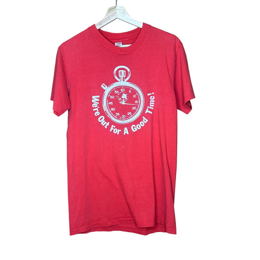 Vintage 80s Graphic Stopwatch Cross Country T-Shirt