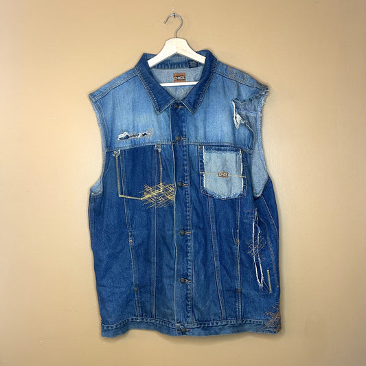 Crazy Y2K Enyce Denim Vest XL Has tear