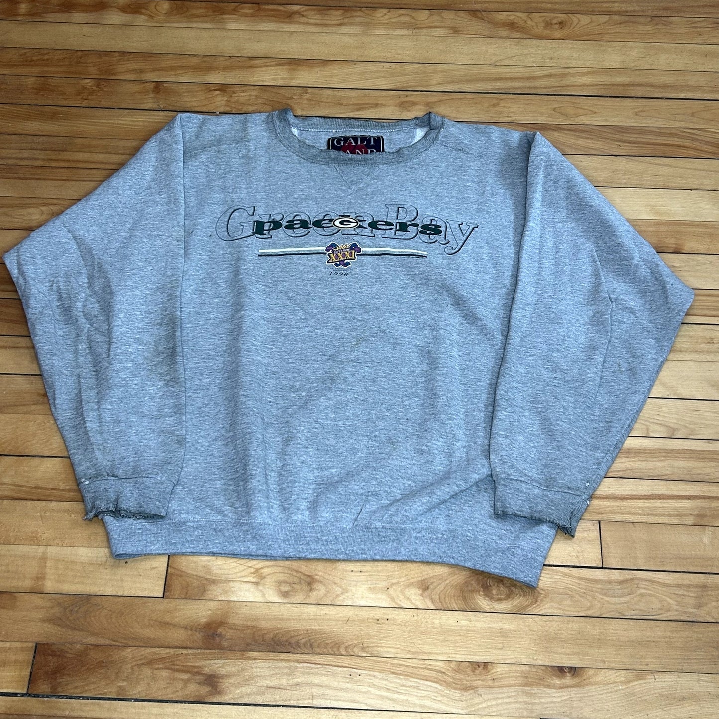 90s Packers Super Bowl Gray Crewneck Large