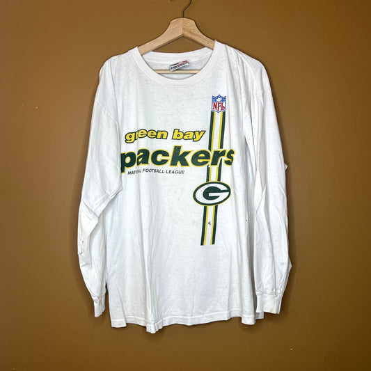 Y2K Green Bay Packers White Long Sleeve T-Shirt
