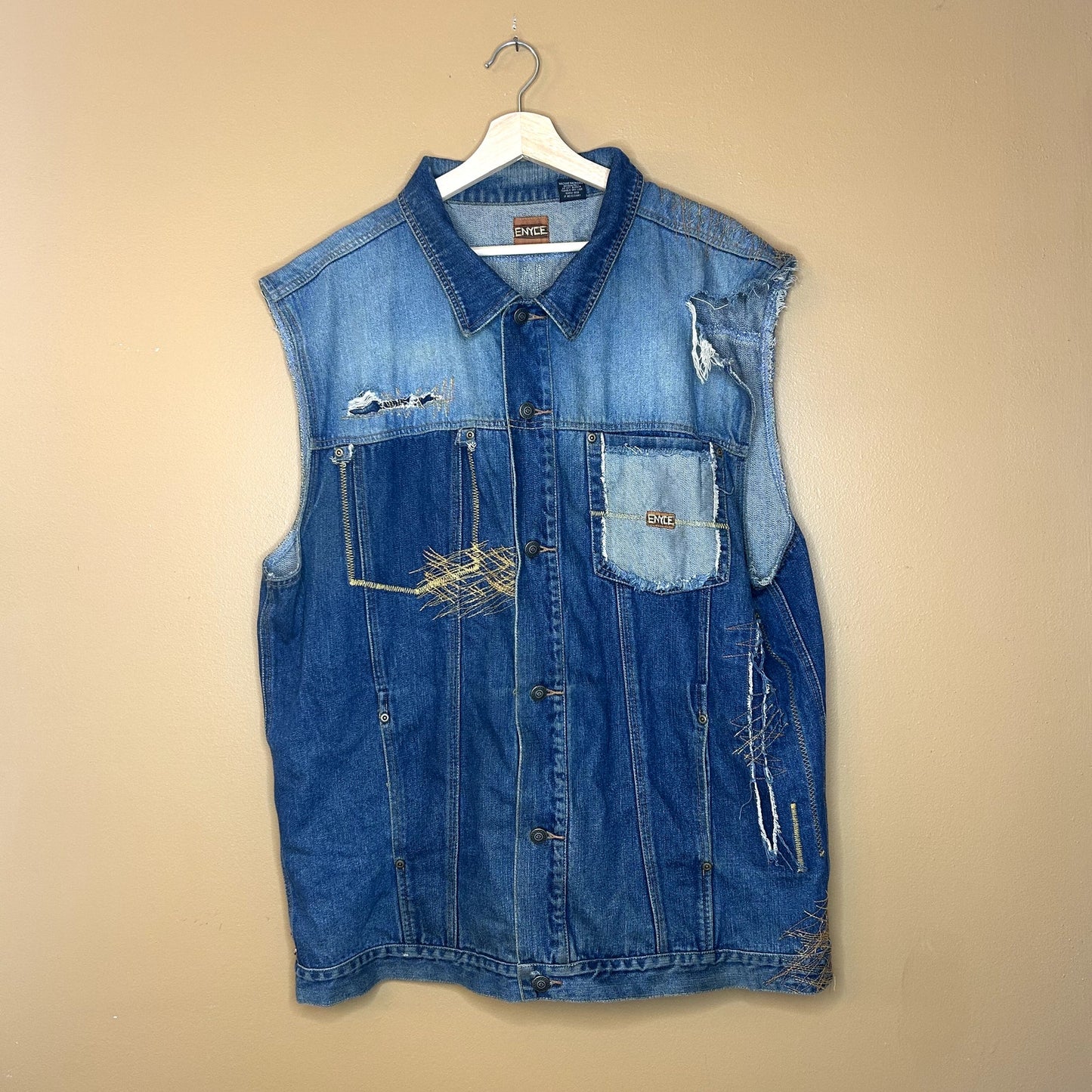 Crazy Y2K Enyce Denim Vest XL Has tear