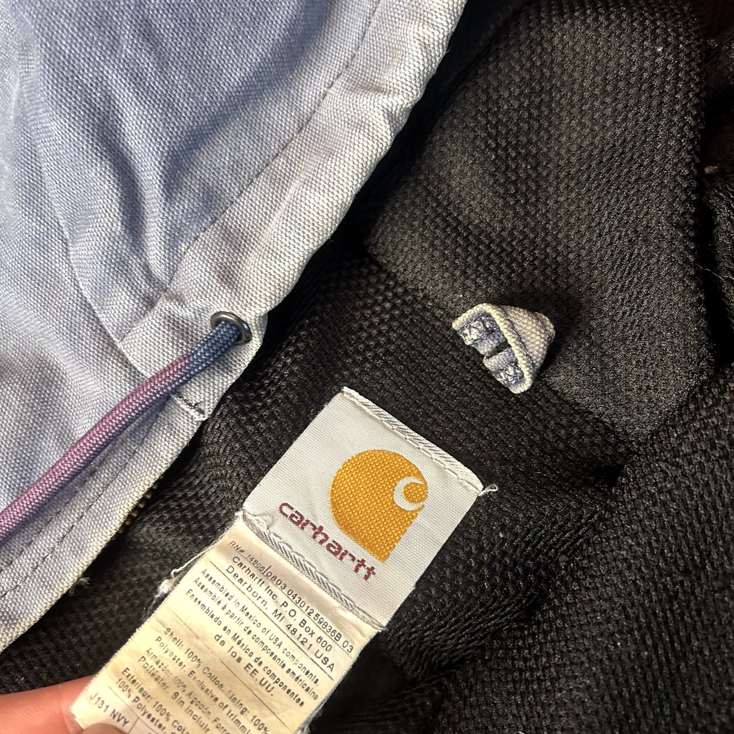 J131 Navy Blue Carhartt Hooded 2XL Faded