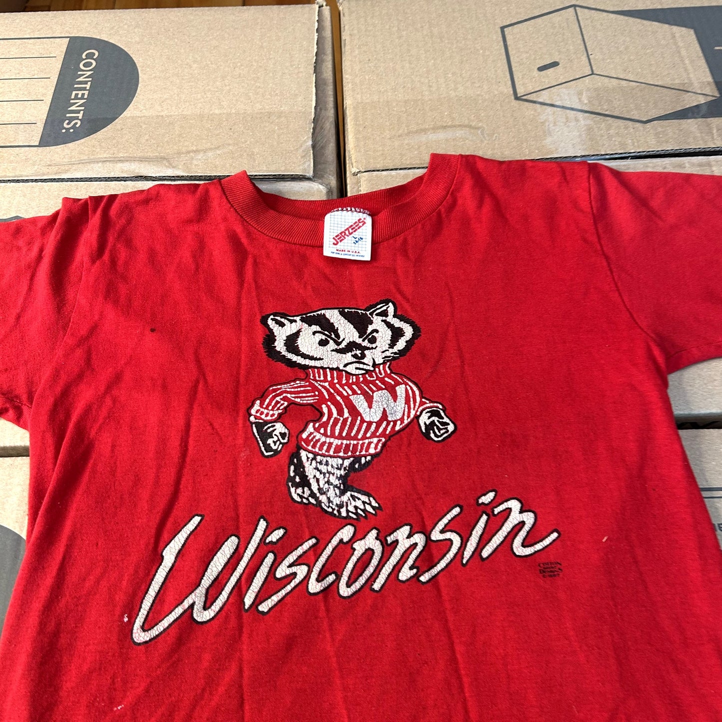 Vintage 90s Youth Wisconsin Badgers T-Shirt Large