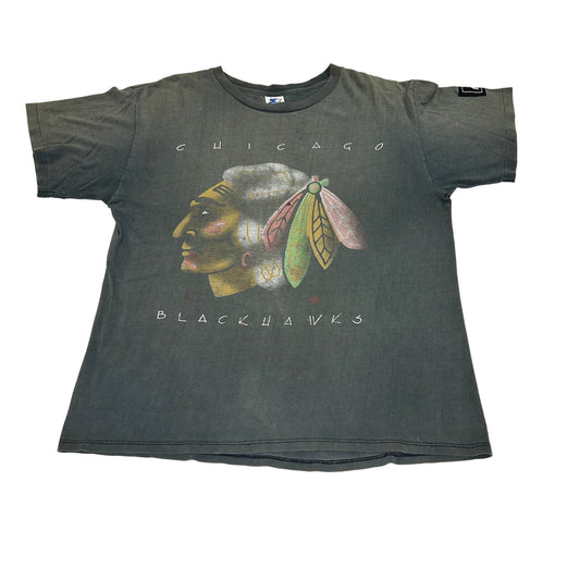 Vintage 1990s Faded Chicago Blackhawks Hockey T-shirt