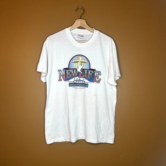Y2K New Life Graphic T-Shirt Medium