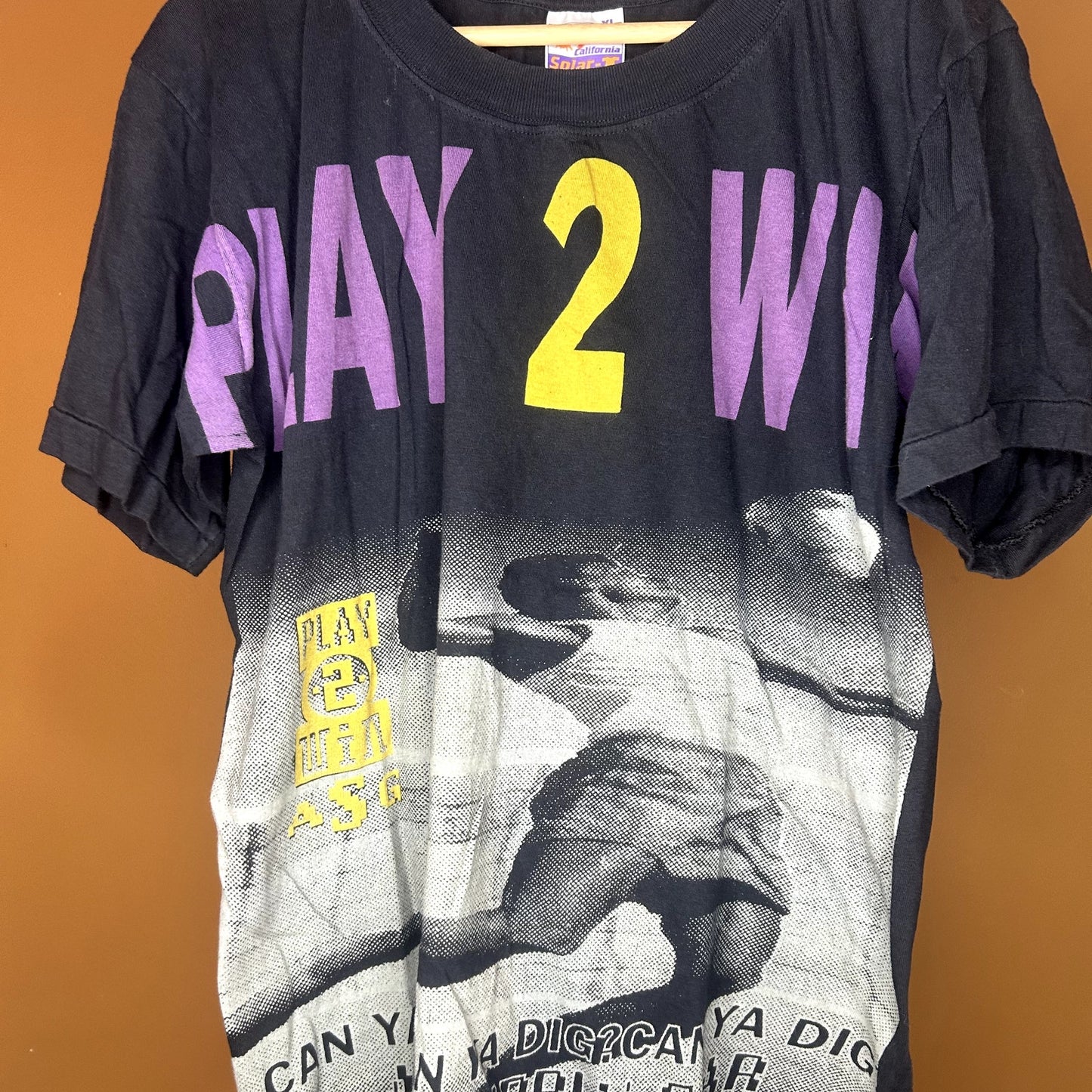 Vintage 90s AOP Volleyball Play 2 Win T-Shirt XL