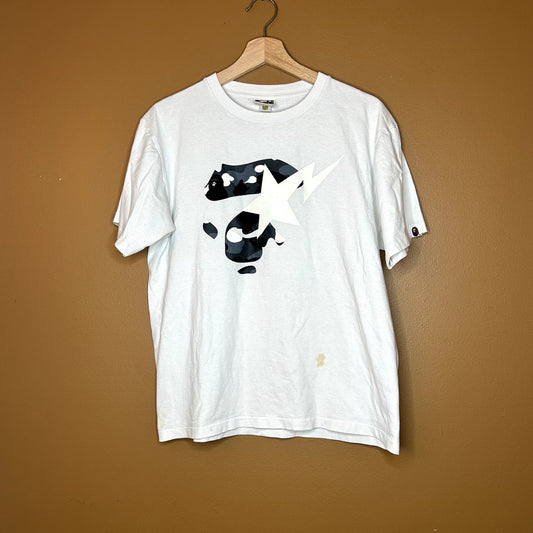 Y2K Bape Graphic White T-Shirt Medium