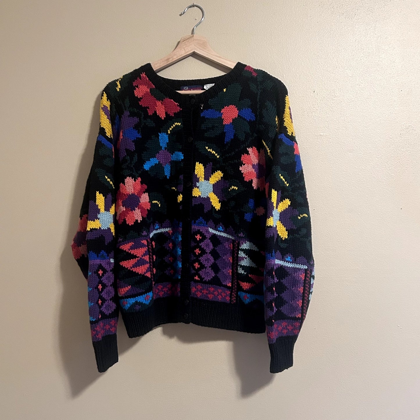 Y2K Smith Forester 100% Cotton Flower Cardigan Sweater Medium