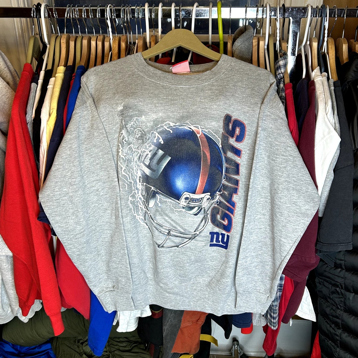Y2K New York Giants Crazy Gray Crewneck