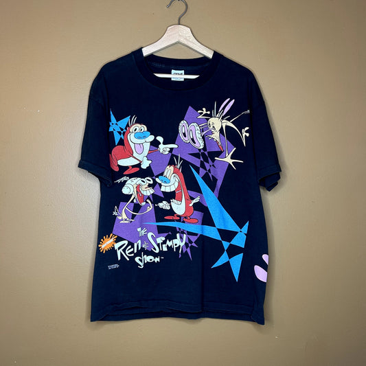 Rare Vintage 90s Ren & Stimpy AOP Size XL