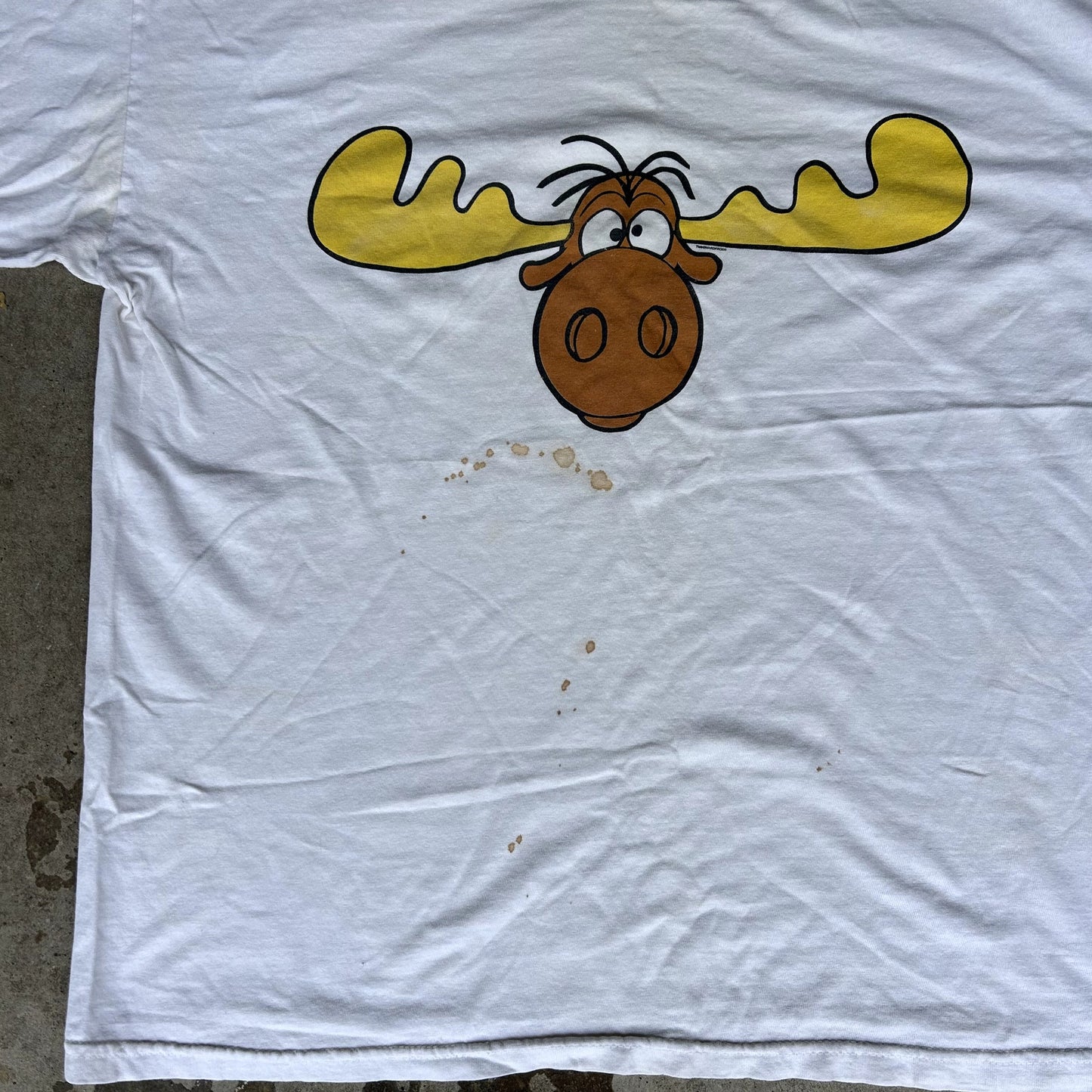 Vintage Rocky & Bowinkle T-Shirt XL Stained