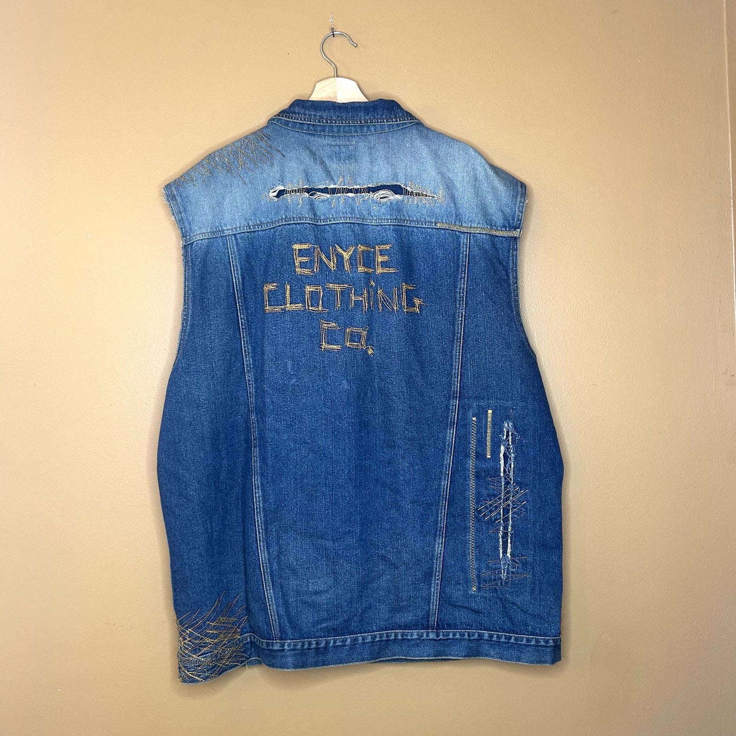Crazy Y2K Enyce Denim Vest XL Has tear