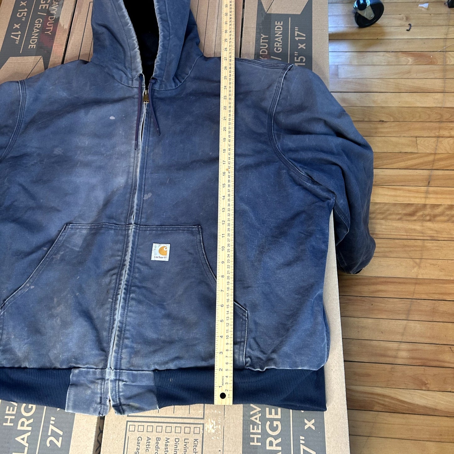 J131 Navy Blue Carhartt Hooded 2XL Faded