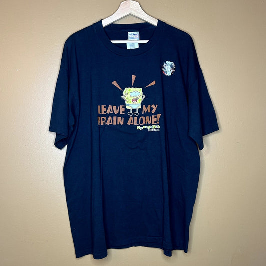 Y2K 00 Spongebob Squarepants "Leave My Brain Alone" T-Shirt