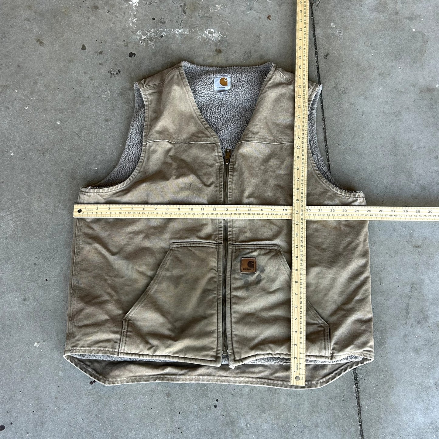 Y2K Tan Carhartt Vest Distressed XL Tall