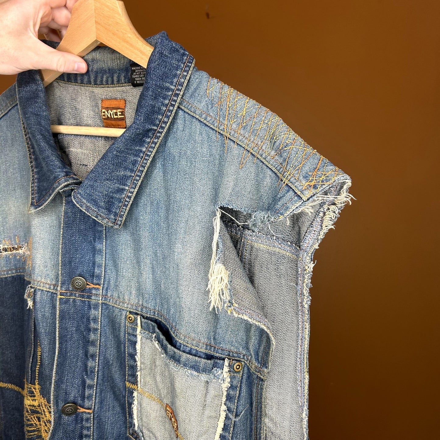 Crazy Y2K Enyce Denim Vest XL Has tear