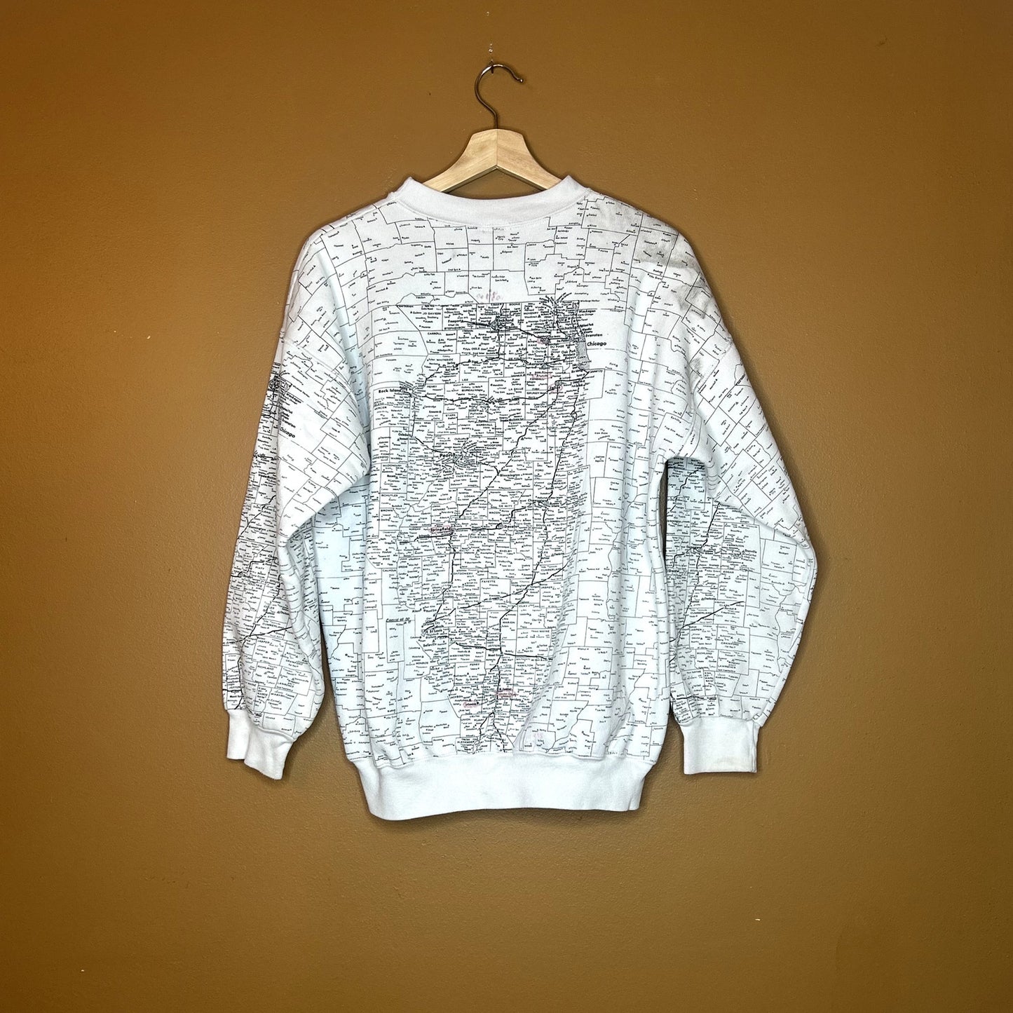 Vintage 90s Illinois Map Crewneck Large