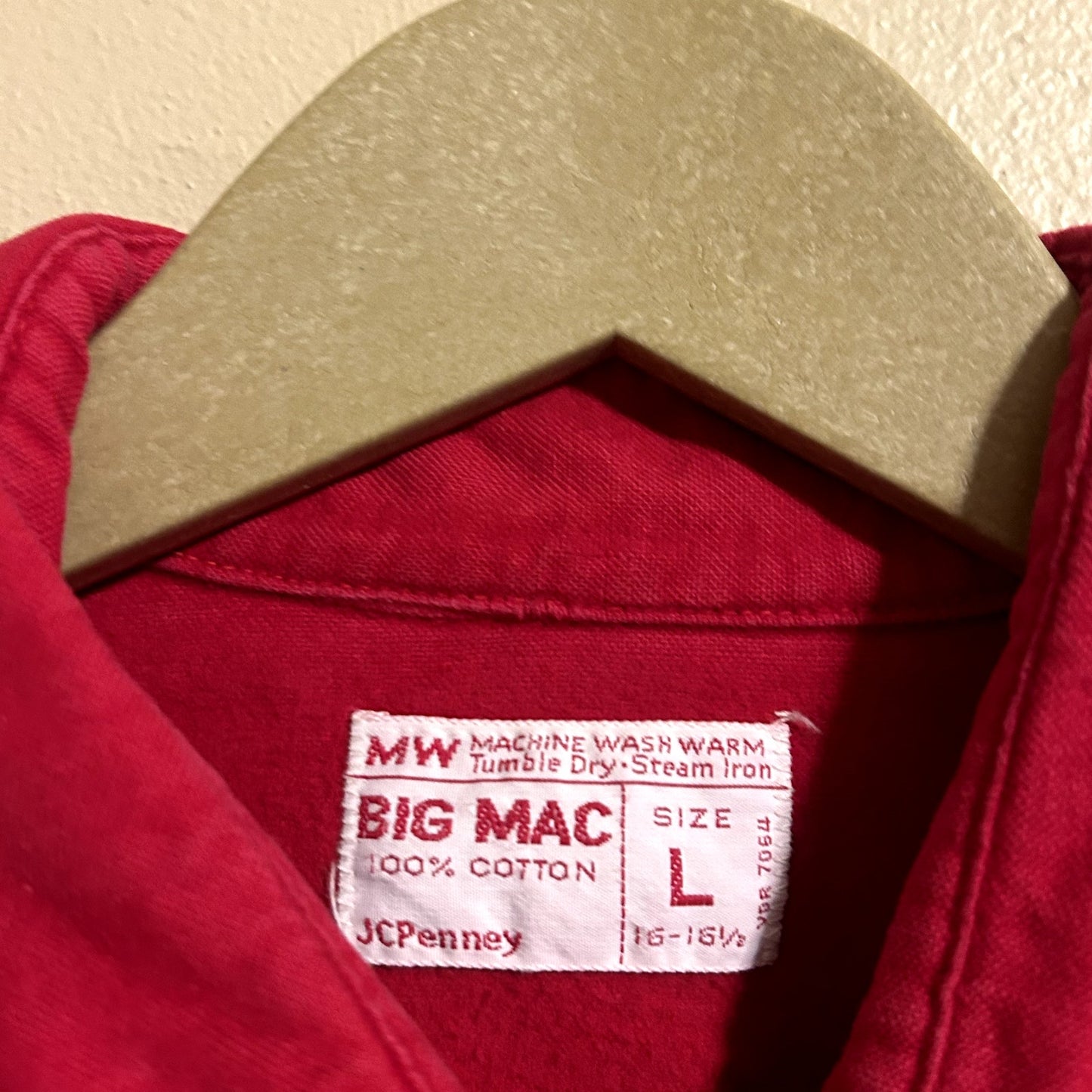 Vintage 70s Red Big Mac Button Up Shirt Large