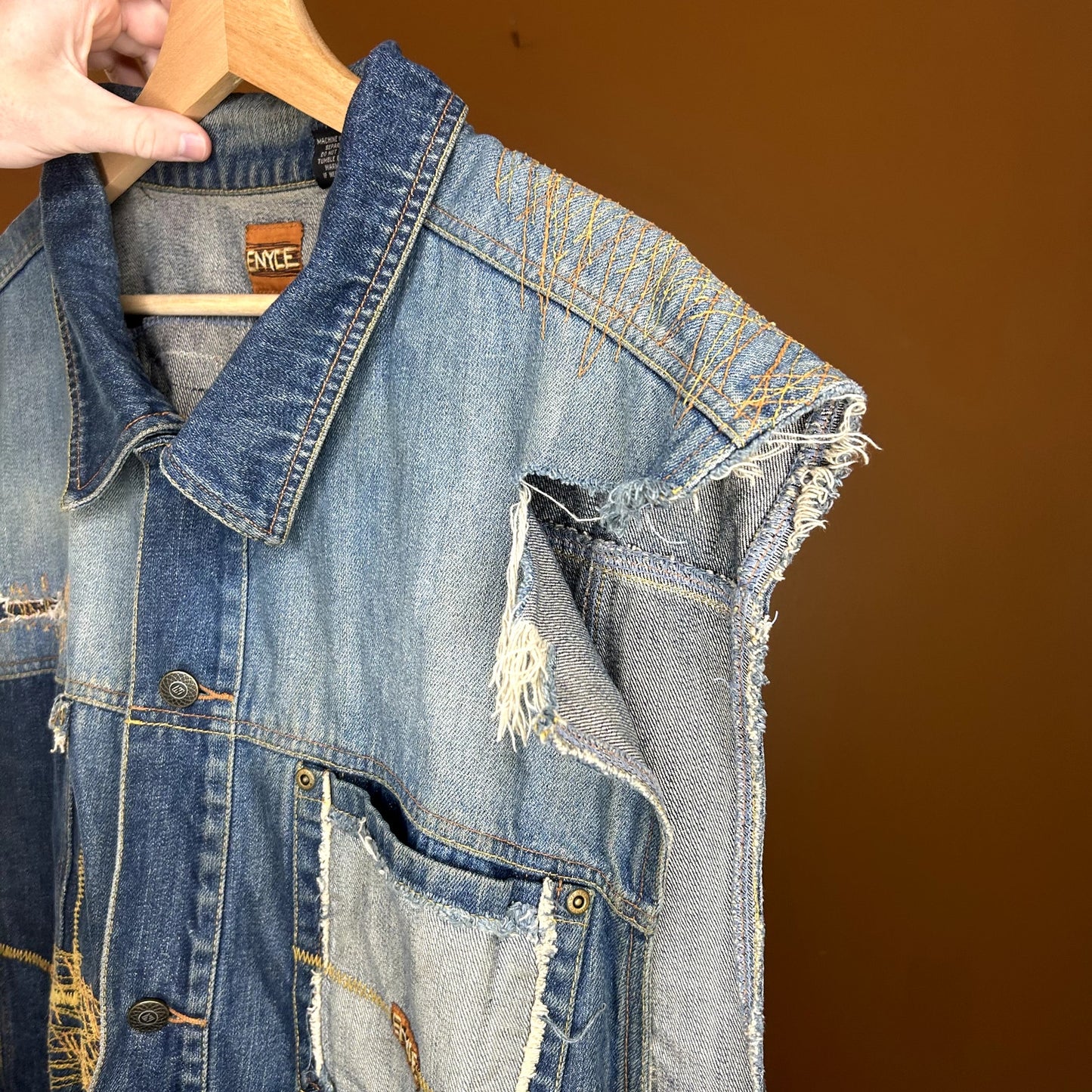 Crazy Y2K Enyce Denim Vest XL Has tear