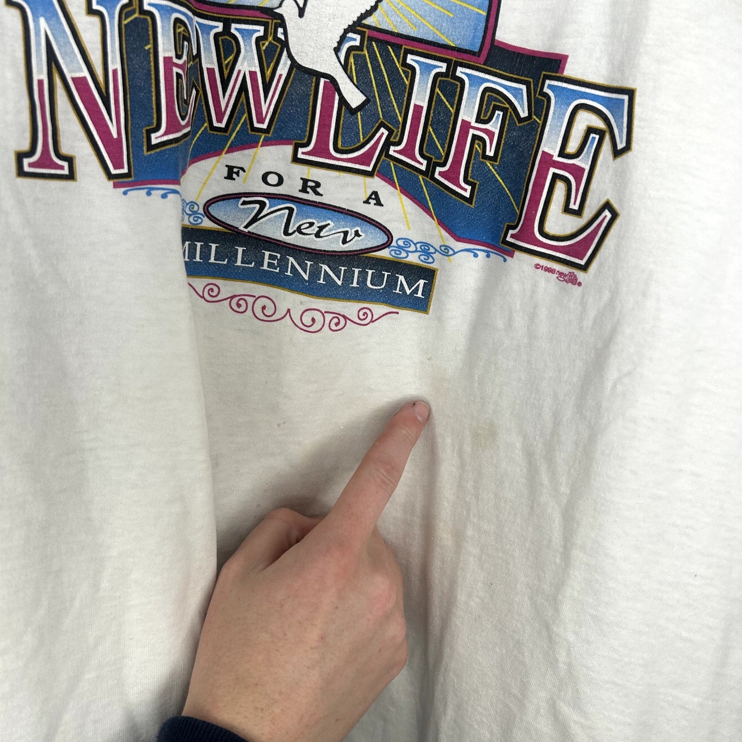 Y2K New Life Graphic T-Shirt Medium