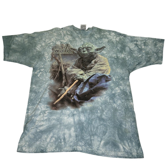 Vintage 1997 Star Wars Liquid Blue Yoda Tie Dye T-shirt