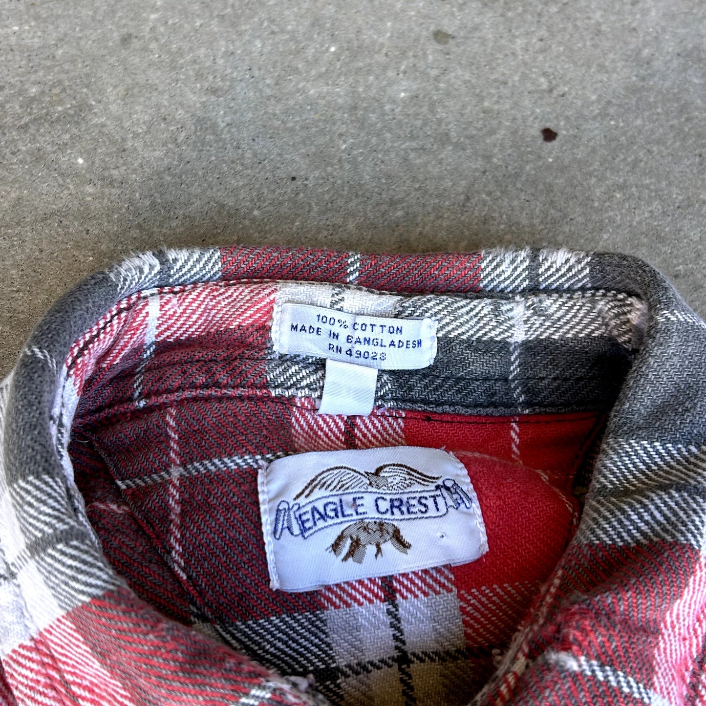 Vintage Eagle Crest Red & White Flannel Shirt XL