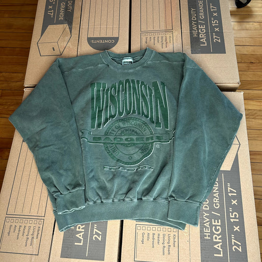 Vintage 90s Green Wisconsin Badgers Lumen Numen Crewneck Medium