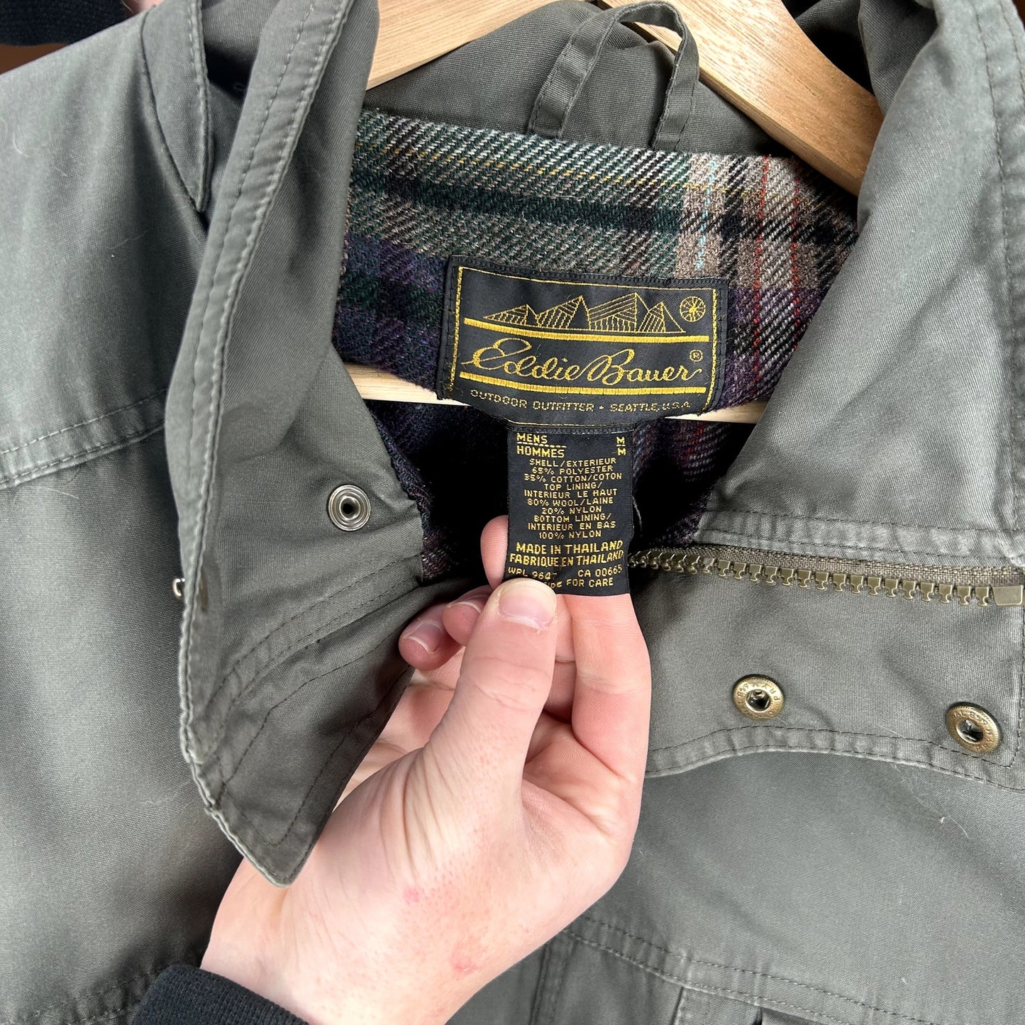 Vintage 90s Eddie Bauer 4 Pocket Lined Olive Jacket