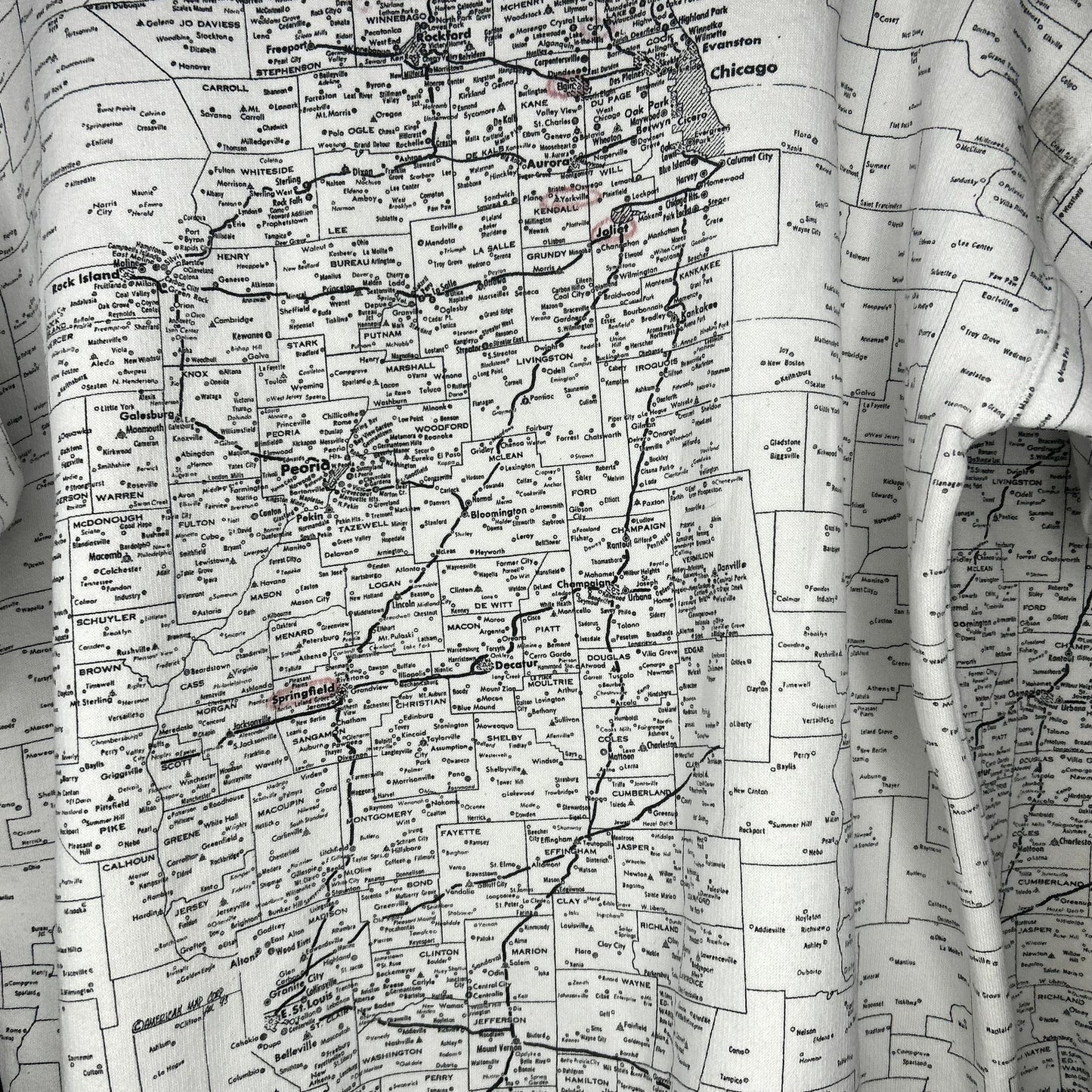 Vintage 90s Illinois Map Crewneck Large