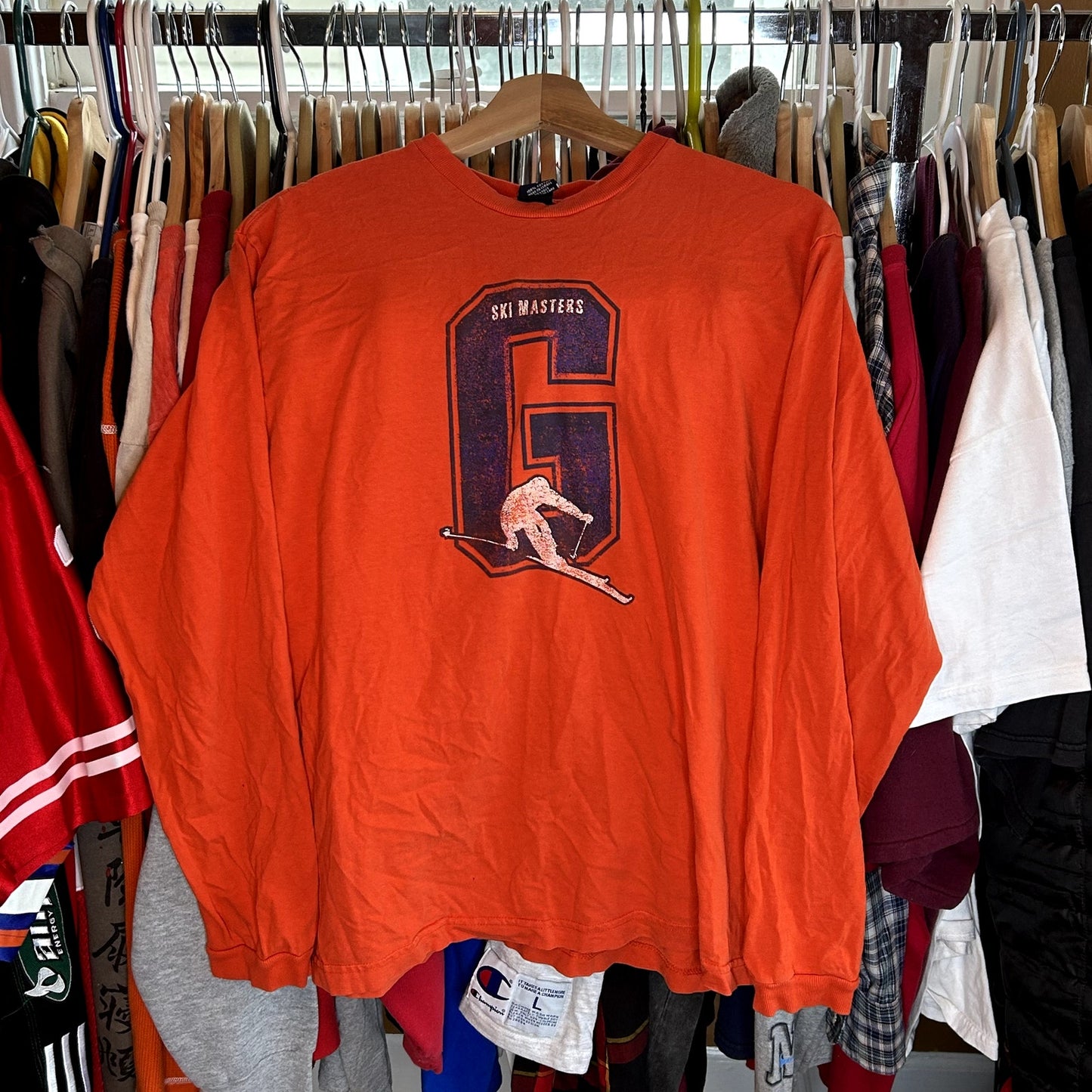 Y2K Gap Ski Long Sleeve Orange T-Shirt Small