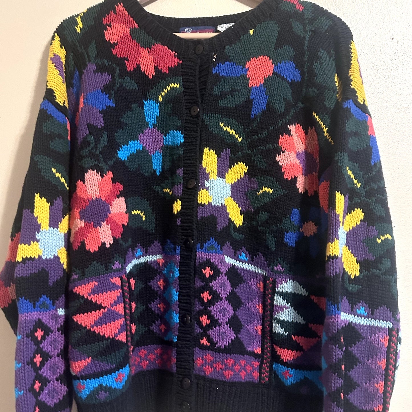 Y2K Smith Forester 100% Cotton Flower Cardigan Sweater Medium