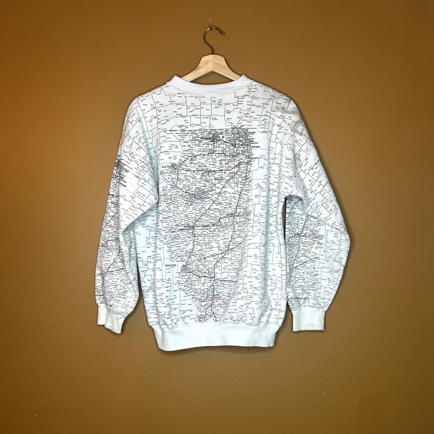 Vintage 90s Illinois Map Crewneck Large