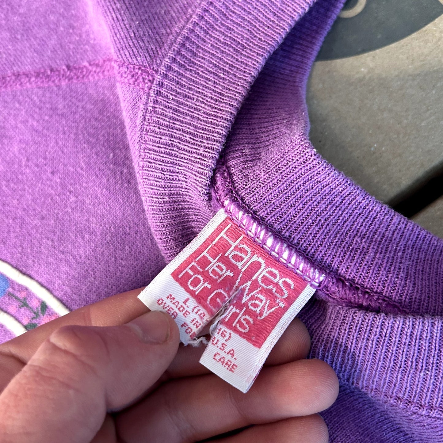 Vintage Purple Kitten Sweatshirt Large