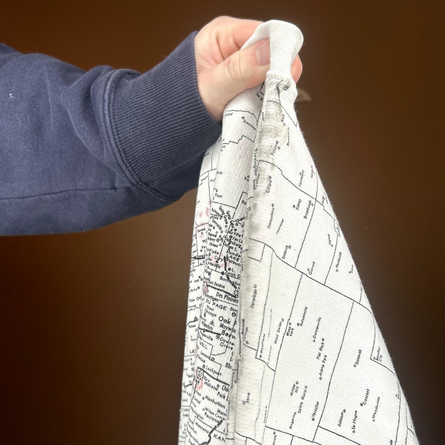 Vintage 90s Illinois Map Crewneck Large