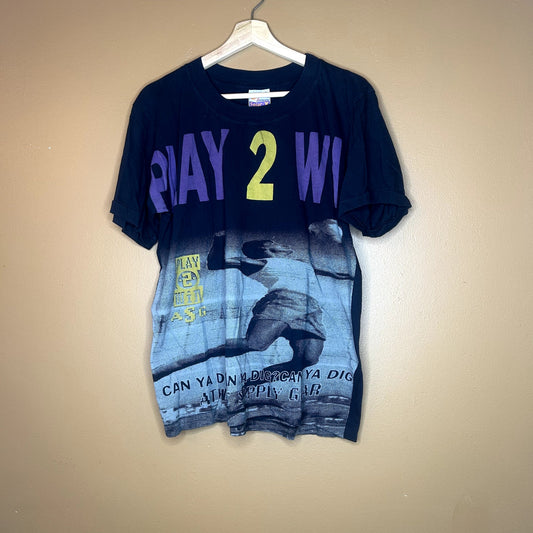 Vintage 90s AOP Volleyball Play 2 Win T-Shirt XL