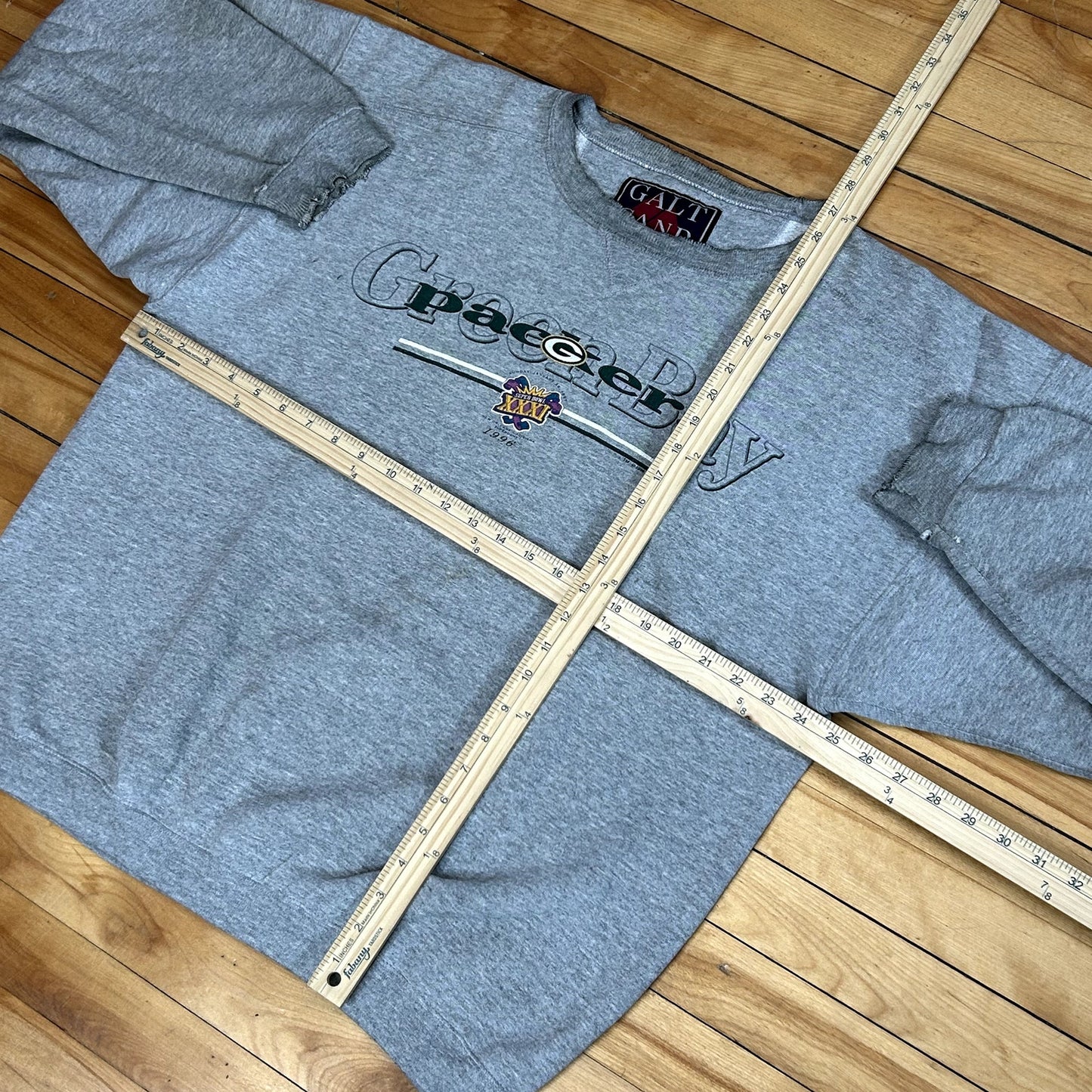 90s Packers Super Bowl Gray Crewneck Large